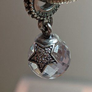 Authentic Sterling Pandora Clear Moon & Star Charm